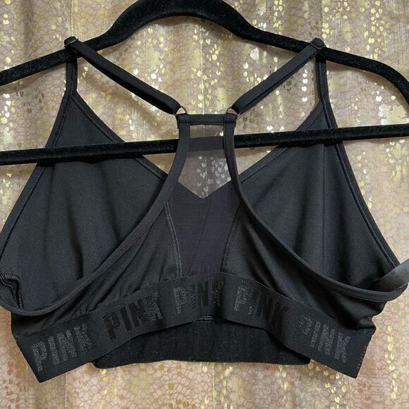 PINK Victorias Secret Black Lightly Lined Low Impact Sports Bra, Large - Picture 2 of 4